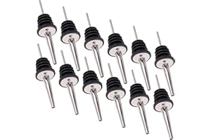 QH-SHOP Verseur de Vin Acier Inoxydable Liqueur Verseur avec Bouchon en Caoutchouc Souple Huile d'olive Café Vinaigre Liquide Bouteille Verseurs 12 Pack