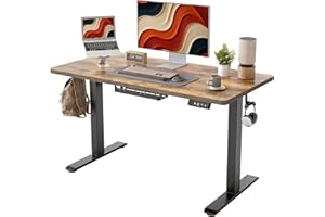 BEXEVUE Height Adjustable Electric Standing Desk - 100x60 cm Stand Up Table Desk Thick Splice Board, Smart Control Panel 3 Memory Heights, Anti-Collision System, Sit Stand Desk for Home Office