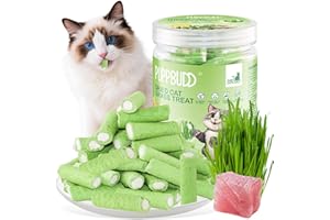PUPPBUDD Bâton de Dentition d'herbe de Chat avec Poulet, Comestible Collations pour Chats, Friandises pour Chats Lyophilisé de Nettoyeur de Dents