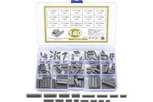 BAYIDUN 140 pezzi chiavette elastiche, set di chiavette a mezzaluna, chiavette elastiche da 3-4-5-6 mm, set di chiavette di trasmissione, kit assortimento puleggia volano albero motore (140pcs)