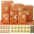 Set di 4 fogli di carta da regalo per comunione, battesimo, con 24 adesivi rotondi fai