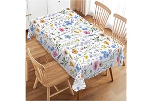 Walmsco Tablecloth Colorful Wildflowers Floral Decor For Dining Room Kitchen Rectangular Table Cover 132 * 178cm
