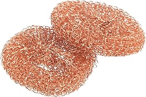 WENKO Eponge Cuivre, grattoir vaisselle Cobi, lot de 2 éponges en cuivre pour un nettoyage doux contre les salissures, pour l'acier inox, la vitrocéramique et la porcelaine, inoxydables, Ø9x2,2cm.