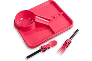 Dinneractive Essgeschirr für Kinder - 3 ST. Besteck zum Thema Baustelle - Traktorbesteck - Kleinkinderteller - Babygeschirr