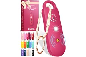 Vantamo Allarme personale da donna – Doppio altoparlante extra forte, primo con avviso di batteria scarica con luce stroboscopica, ricaricabile, allarme di sicurezza portachiavi (Fuchsia)