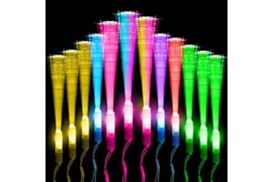 KANGTAIXIN 12 Stück Bunte LED Leuchtstäbe – Glasfaser Leuchtstab mit Batterie, Geschenkspielzeug für Kinder, Party Deko & Halloween Deko für Nachtpartys, Konzerte, Weihnachten, Karneval und Hochzeiten (Bunt)