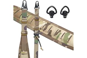 OneTigris Cinghie per fucile a 2 punti, cinghie per cinghia larga 1 pollice con moschettone intercambiabile in stile HK, lunghezza regolabile da 56 pollici a 70 pollici