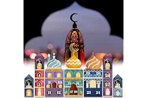 VEEKAY 30PCS Calendrier de l'Avent Ramadan Boites,Calendrier du Ramadan à Remplir,Avec 30 Autocollants De Chiffres Colorés+3Toits,Boîtes Cadeaux Ramadan,Calendrier du Ramadan et Autocollants Numérotés