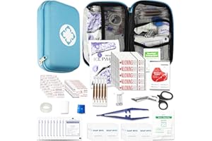 AMORNING 276pcs Small Travel Kit di pronto soccorso Forniture per affari, Kit di sopravvivenza di primo soccorso per trauma da trauma da trauma da casa, blu