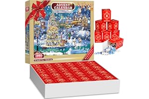 Tosekry Calendrier de l'avent 2024 Puzzle, 24 Boîtes Calendriers de l'avent Arbre de Noël Decoration Noel Adultes, 1008 Puzzles du Calendrier Avent Cadeaux Pour Adultes et Enfants (A)