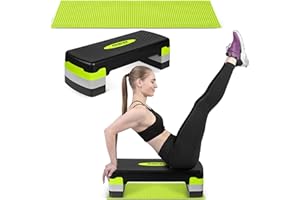 ‎NEO-SPORT Neo-Sport Step do Ćwiczeń Fitness, Aerobiku - 3-Stopniowy Step do Ćwiczeń z Antypoślizgową Matą - Regulacja Wysokości - Maksymalne Obciążenie 200kg
