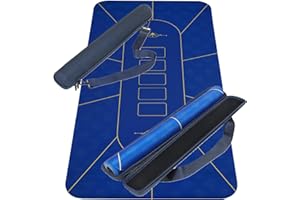 ACE HUNTERS Premium Blue Poker Mat 120 X 60 cm - Foldable, Non-Slip, Waterproof Texas Hold Em Poker Table Top, Ideal for Casino Jack Game, Portable Poker Mat with Carrying Case for Friends & Poker Players