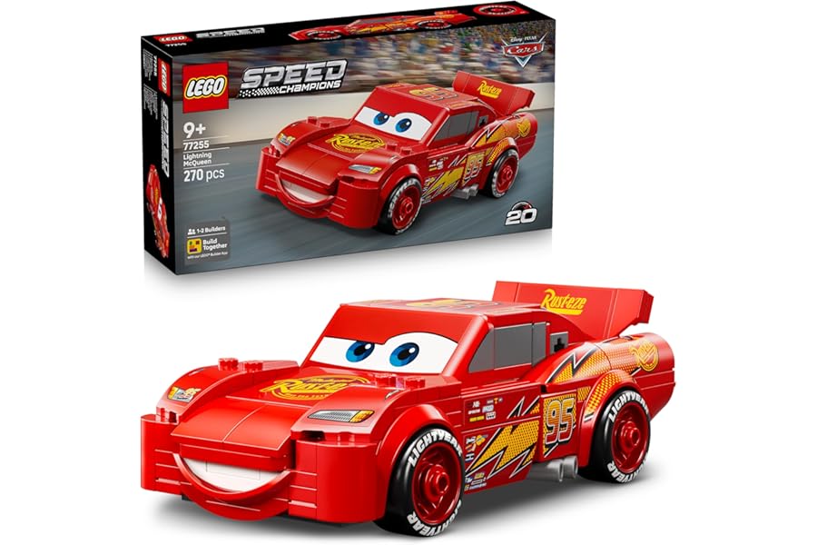 LEGO Speed Champions Lightning McQueen – Toy Racing Car – Collectible Model Kit – Disney Gift Idea for Children and Girls from 9 Years and Up Pixar Cars Movie Fan – 77255