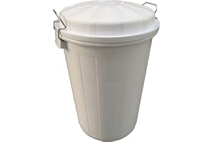 Cubo Industrial con Tapa 95 litros – Plástico Resistente, Asas Metálicas Ergonómicas, Color Blanco, Ø495x730 mm – Ideal para Industria, Limpieza y Hostelería | Denox