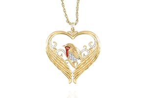 THE BRADFORD EXCHANGE ‘Messenger Of Love’ Robin Diamond Heart Shaped Pendant With Rich 24-Carat Gold-Plating, Over 20 Crystals And A Genuine Diamond.
