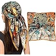 PALAY® Head Scarf for Women Stylish Silk Scarf for Women, Fashion Polyester Print Satin Scarf for Women, 35 In Square Hijab Scarf Neck Scarf Hair Wrap Gift for Ladies