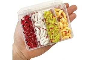 GT COMPANY Gusano Artificial de Silicona – lombriz para Pescar – señuelos de Pesca – Replica Larvas de Gusano para Trucha – Vinilos de Silicona – 4 Colores 100 Unidades