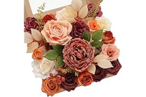 Serwalin Souci Orange Artificiels, Fleurs d'Automne pour Mariage, Gâteau, Centres de Table, Arrangements et Décoration