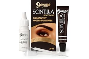 DEMURE Eyebrow Colour Set with Developer, 15+ Applications - 30 ml, Brow Tint, Dye with Argan Oil and Castor Oil, Eyebrow Dye Set up to 4 Weeks Hold (3.0 Dark Brown)