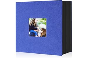 Lanpn Fotoalbum 10x15 1000, Extra Großes XXL Leinen Einstecken Einsteckalbum für Hoch und Querformat Fotos Bilder Blau