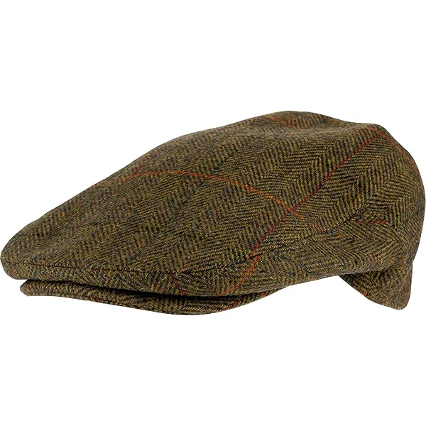 Casquette Plate Stornoway En Tweed Harris - Marron Mousse, Taille 57, Visière Cousue, Doublure Matelassée