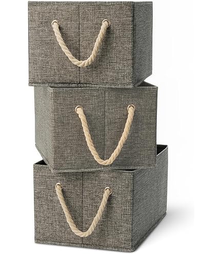 DIMJ-set van 2 opbergdozen, opvouwbare opbergmand, stoffen opbergkist