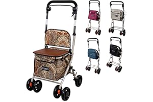 Mobiclinic®, Shopping Trolley with Seat, Mobility Walker, 21L, Coliseo, Walker for Adults, Foldable, Rollator, Trolley with Backrest, Shopping Trolley on Wheels, Bag Removable, Directional Locking