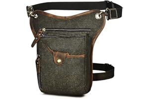 Handadsume Tela Resistente All'acqua + Vera Pelle Moto Equitazione Travel Coscia Borsa per Gambe Marsupio in Vita Per Gli Uomini Donne FB2141