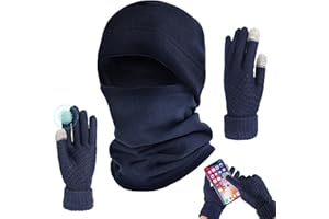 UxClishe Winter Hat Scarf Gloves Set for Men Women, 3 in 1 Winter Warmer Beanie Cap Neck Warm for Outdoor Cycling Activities