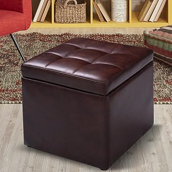 COSTWAY Sitzhocker mit Stauraum, Sitzwürfel aus PU-Leder, Sitzbox