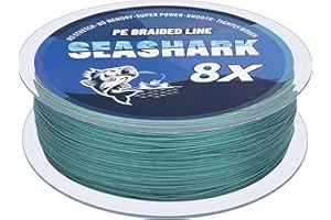 Seashark Braided Fishing Line Color Never Fade 8 Strands Super Strong PE Fishing Line Abrasion Resistant Fishing Wire Zero Stretch Excellent Tensile Smooth Multiple Colors 6lb to 80lb
