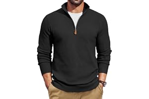 COOFANDY Herr dragkedja tröja troyer turtleneck polotröja långärmad