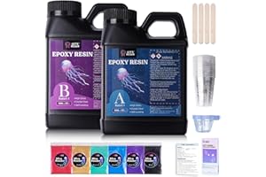 LET'S RESIN 1000ml Epoxidharz Set, Blasenfreies Gießharz Set, 1:1 nach Volumen, Transparent Epoxidharz mit Härter für Kunstwerke Gießharz, Schmuck, Formen Silikon, Tischplatte, Hitze- & UV-Beständig