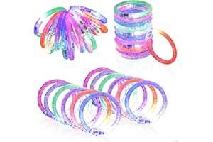Euakee Bracelets Clignotants LED, 24 Pcs Bracelet LED, Faveurs de Fête Brillant Dans le Noir Fournitures Bâtons Bracelets, Bracelet Réutilisables Coloré Brille pour Halloween et Noël Concert Mariages
