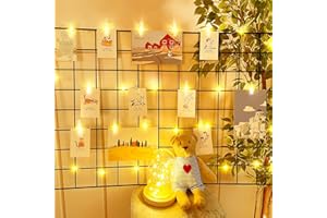 Łańcuch świetlny z klipsem fotograficznym Dalugo 2 m 20 LED zasilane bateriami klamerki do zdjęć z 20 klipsami, wiszące dekoracje do sypialni urodziny wesele Boże Narodzenie