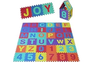ALPIDEX Kinder Puzzlematten 86-teilig | Buchstaben & Zahlen | 36 Matten - 30 x 30 x 1cm | Spielteppich Baby Krabbelmatte Kinderteppich Puzzle Lernteppich XXL Bunt, Farbe:Bunt