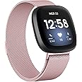 Metal Bands Compatible with Fitbit Versa 4/Sense 2/Versa 3/Sense, Women Men Adjustable Bracelet Strap Stainless Steel Replacement Wristband for Fitbit Versa Smart Watch