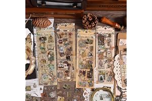 Ptyism 240 Stück/12 Blatt Scrapbooking Sticker | Vintage Blumig Dekorativ Blumenmuster Sticker Set | Kunststoff Sticker für Scrapbook, Bullet Journal, Collage & mehr