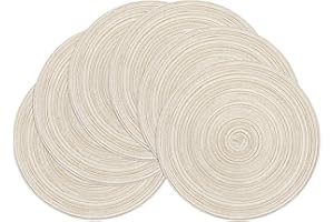 SHACOS Juego de 6 Manteles Individuales Redondos, 38cm Salvamanteles Individuales Trenzados de Algodón, Mantel Individual Resistente al Calor, Lavable y Antideslizante para la Mesa de Comedor