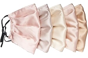 Habac Studio Pack of 5 Satin Silk Face Masks Reusable Cover Bandana Balaclavas Face Masks Washable UK Black Face Mask with Nose Wire Pleated Face Mask for Women Men Adjustable.