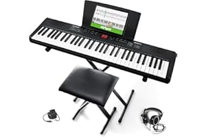 Alesis Melody 61 Piano Numérique 61 Touches pour Débutants avec Haut-Parleurs, Support, Banc, Casque, Pupitre, 300 Sons et des Leçons de Musique