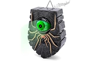 AIMMIE Halloween Eyeball Doorbell, Halloween Doorbell for Fun Halloween Prop Decoration Animated Haunted Eye Doorbell with Spooky Sounds Trick (Grey)