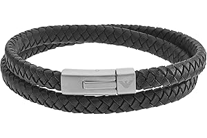 Emporio Armani Men’s Leather or Stainless Steel Bracelet with Lobster Clasp, Slider or Press Stud Clasp