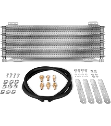 LokoCar 40K Automatic Transmission Oil Cooler - 22.8 X 8.5 X 1.5, Aluminum, 100 Bar Pressure Rating, Silver