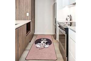 ‎MIQNA miqna Teppich Moderner Küchenteppich Gel Läufer Küchenläufer Grau Weiß Schwarz mit rutschfestem Bodenmuster mit Schriftzug Coffee Macchiato (Pugs Coffee, 80 x 200 cm)