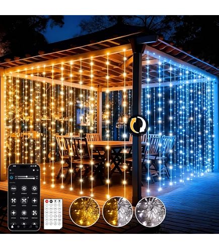 Tenda Luminosa BESCOST 6x3 M Con 600 LED, Impermeabile IP44, 8 Modalità, 4 Livelli Di Luminosità E Timer