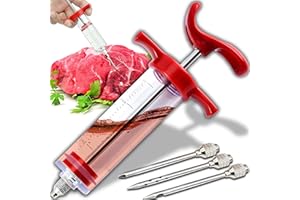Retoo Marinadenspritze mit 3 Edelstahl-Fleischnadeln, Premium Fleischspritze für Marinade 30 ml, Marinierspritze, Fleischinjektor, Gewürzspritze für BBQ Grill, Marinieren von Fleisch Rind, Huhn