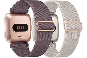 Adepoy 2 Packs Elastic Compatible with Fitbit Versa 2 Straps, Braided Nylon Sports Replacement Band for Fitbit Versa 2/Versa/Versa Lite Straps, Women Men