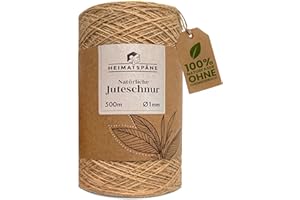 ‎HEIMATSPÄNE Heimatspäne Juteschnur 500m – Reißfestes Naturgarn für Basteln, Garten und als stabile Paketschnur