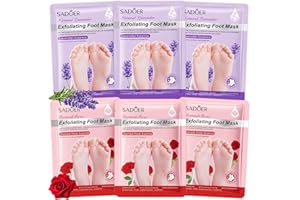 HENJUNU 6 Paar Fußmaske, Hornhaut Socken,Feuchtigkeitsspendende Fussmaske,Fußpflege für Trockene Rissige Füße,Fusspflege Foot Peel Mask für Männer Frauen (Rose + Lavendel)